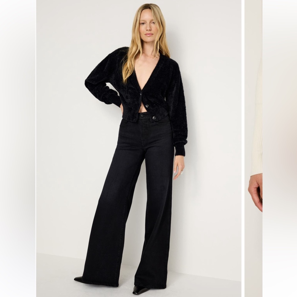 Good American Soft tech good waist Black Wide-Leg High-Waist Palazzo jeans